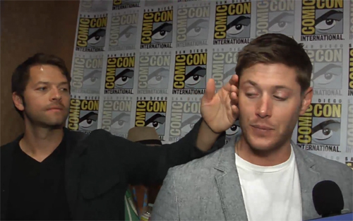  Misha rubbing Jensen's cheek!