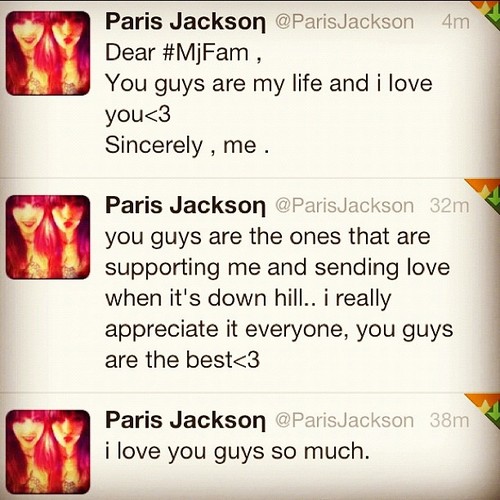  Paris Jackson's tweets so sweet ♥♥♥♥♥