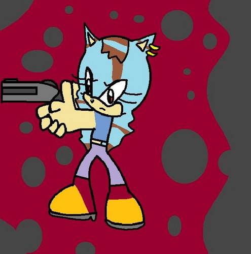  Penny the hedgehog using a gun