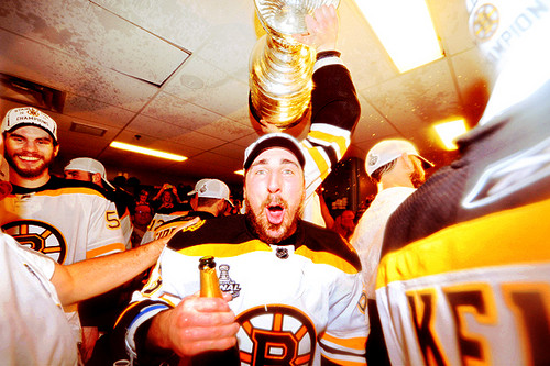  Stanley Cup 2011 - Locker Room Celebration - Brad Marchand