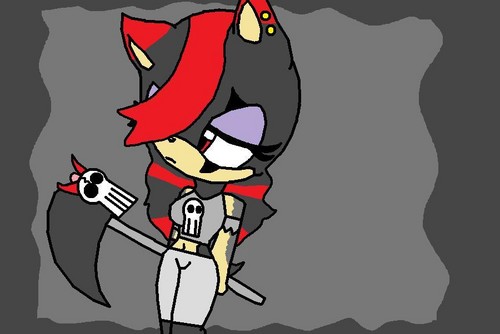  Starfire the emo hedgehog and her scythe with a skull