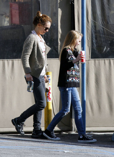 Vanessa and Lily at Pink’s Tacos in Los Angeles 12.13.2011