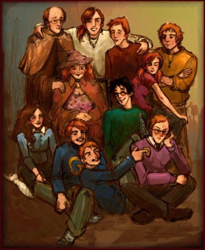 Weasleys, Harry and Hermione