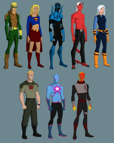  guardianwolf216: Designs of characters she wants on the montrer + Blue Beetle