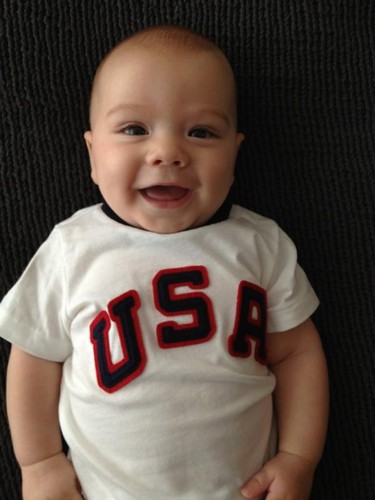 As tweeted by Jared- "Thomas shows his Olympic pride" 
