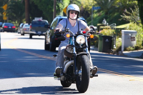  Driving his motorcycle in Studio City - July 26
