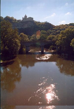 rudelsburg castle above river saale