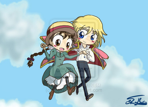 Chibi Howl and Sophie