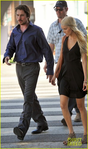 Christian Bale & Isabel Lucas on the set of 'Knight of Cups'