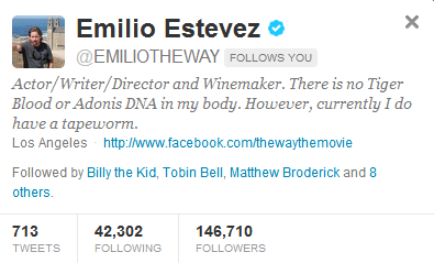  Emilio Estevez Follows Me :'D <3 <3 <3