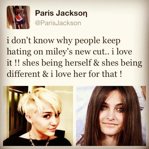  #paris #jackson #parisjackson #miley #cyrus #mileycyrus #hair #paris jackson #miley cyrus (Pris avec