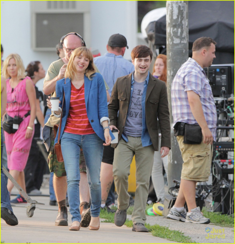  Daniel - and Zoe Kazan on set for The F Word in Toronto, Canada - August 15, 2012