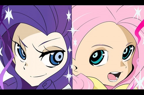  Fluttershy and Rarity in panty and kaus, kaus kaki style