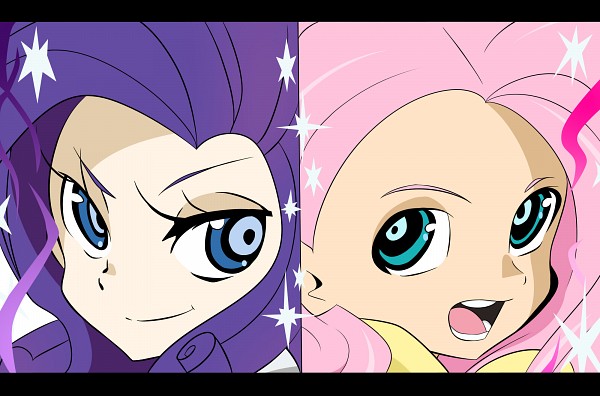 Fluttershy and Rarity in panty and stocking style