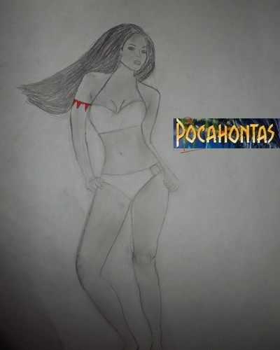  My drawing of pocahontas in a bikini