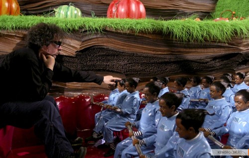  On the set of Charlie and the chocolate factory