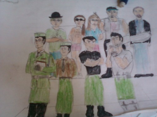  humanized penguins, cc, Kristen, me, Tom Mcgrath and the tikus King (I'm the one in the bowler hat)