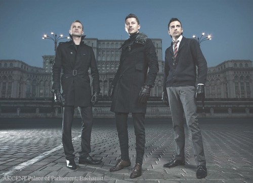  Akcent in front of Palace of Parliament (people's palace) Bucharest Romania romanians