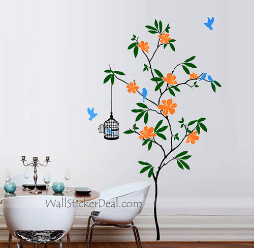 Birds With Flowers Wall Stickers