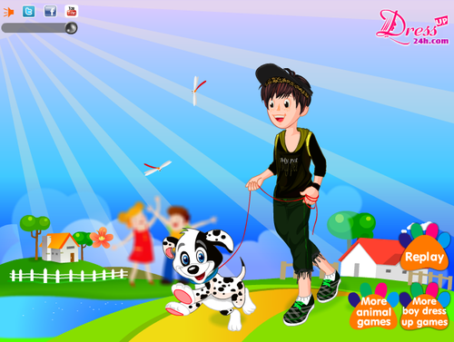  Boy with anjing, anak anjing - Dressup24h