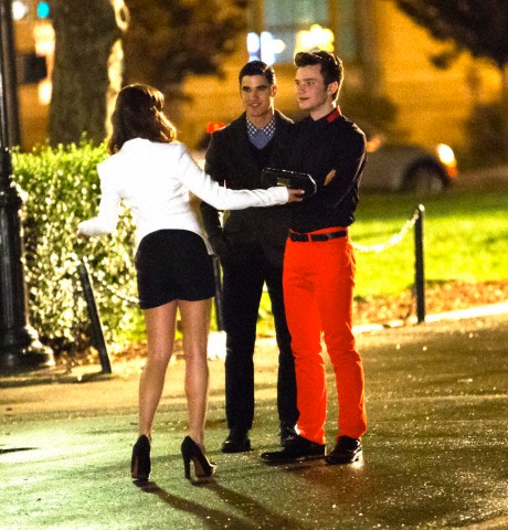  Lea Michele, Cory Monteith, Chris Colfer & Darren Criss Filming At A Park in New York