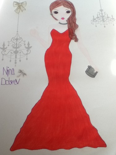 My drawing of Nina's red dress