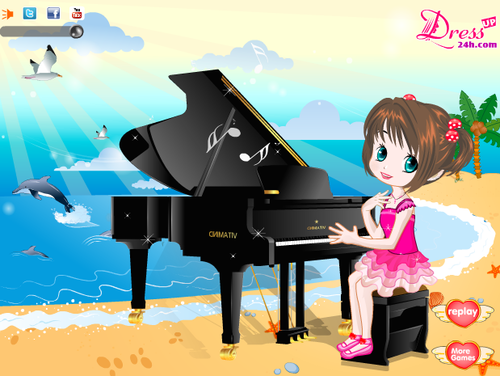  피아노 on the 바닷가, 비치 - Dressup24h.com
