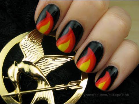  'The Hunger Games' nail art <3