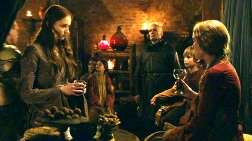Cersei and Tommen with Sansa