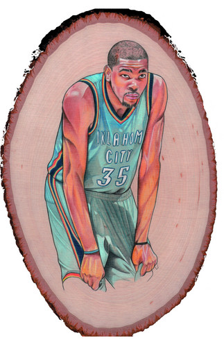  Kevin Durant on wood