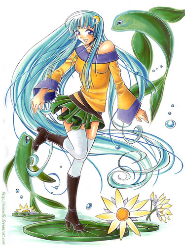  blue hair manga girl